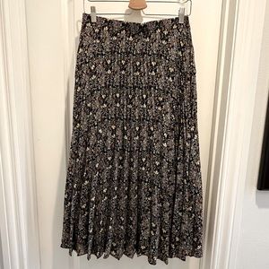 Black floral midi skirt